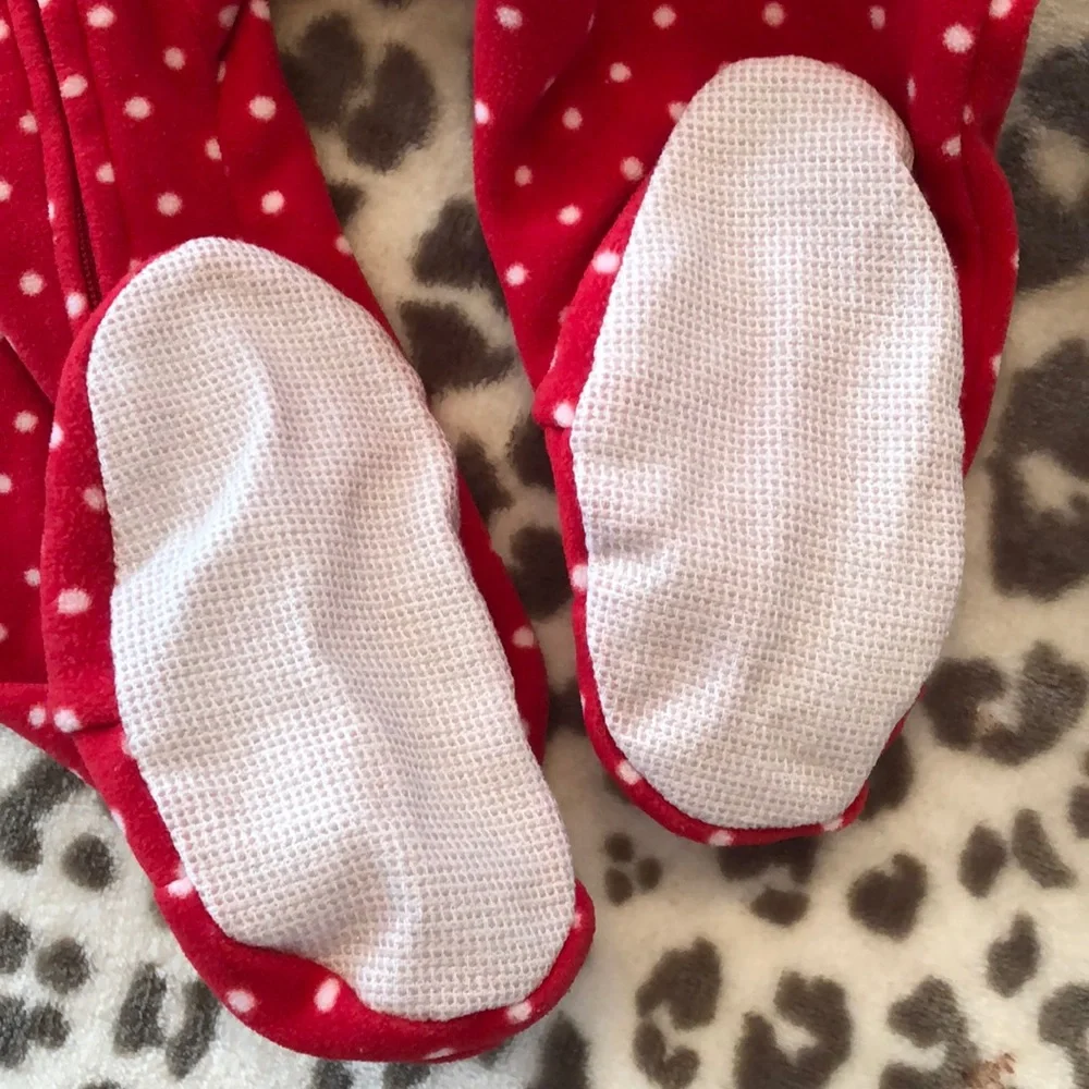 Carter’s Christmas Red Zip-Up Fleece Sleep Play Pajamas 18 months Polka Dot